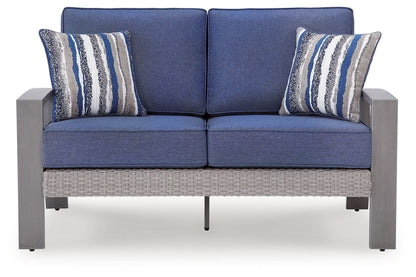 Half Moon Beach - Loveseat With Cushion - Blue / Gray