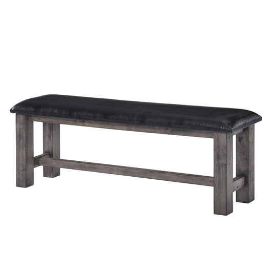 Nathan - Bench With PU Padded Seat - Gray Oak