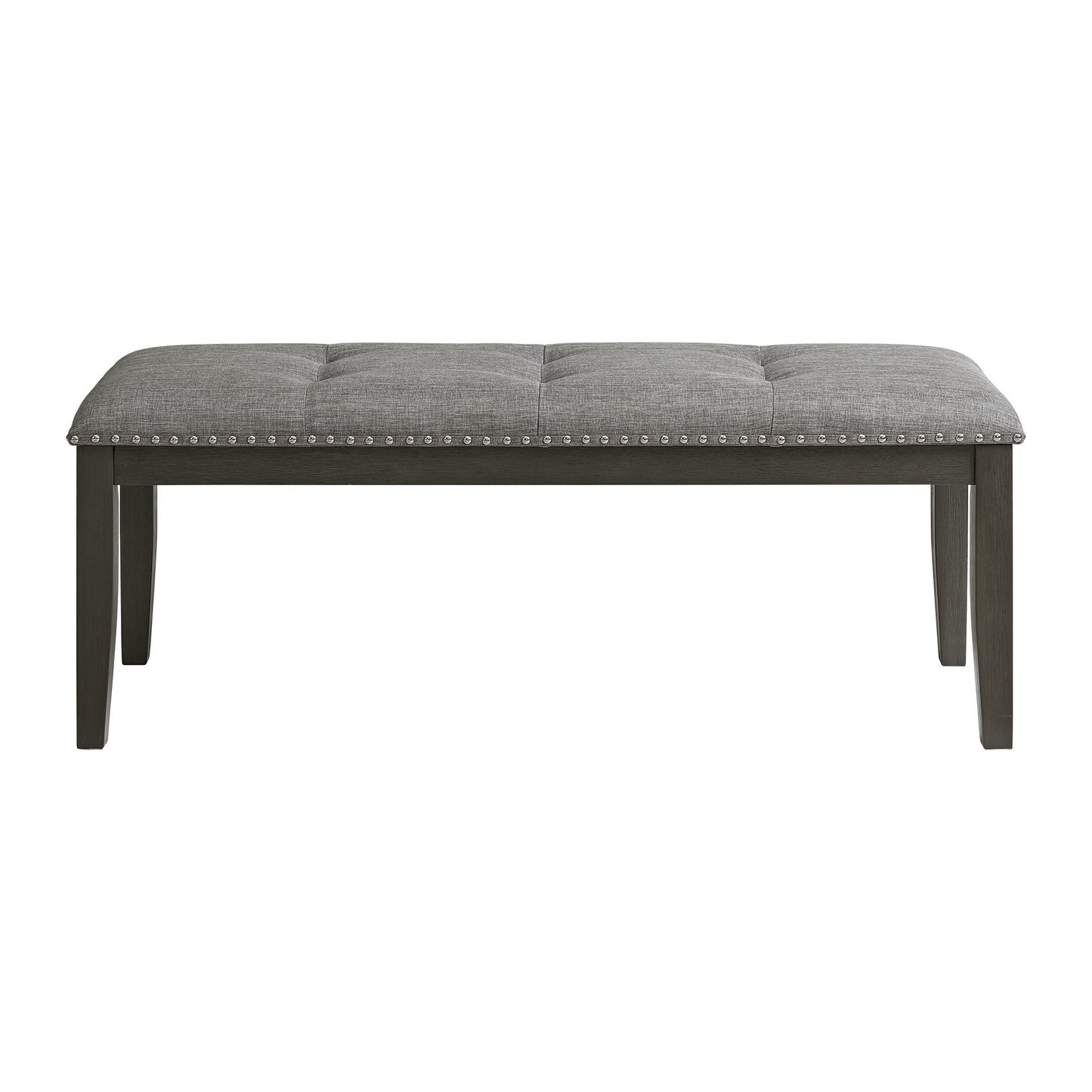 Everdeen - Bench With Gray Fabric and Nail Heads - Charcoal