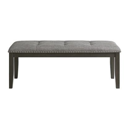 Everdeen - Bench With Gray Fabric and Nail Heads - Charcoal