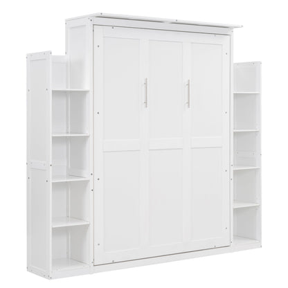 Wall Murphy Bed With Shelves And LED Lights
